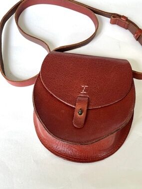 Vintage Lucky Brand Rustic Western Saddle Bag Leather Crossbody Brown Purse Bag